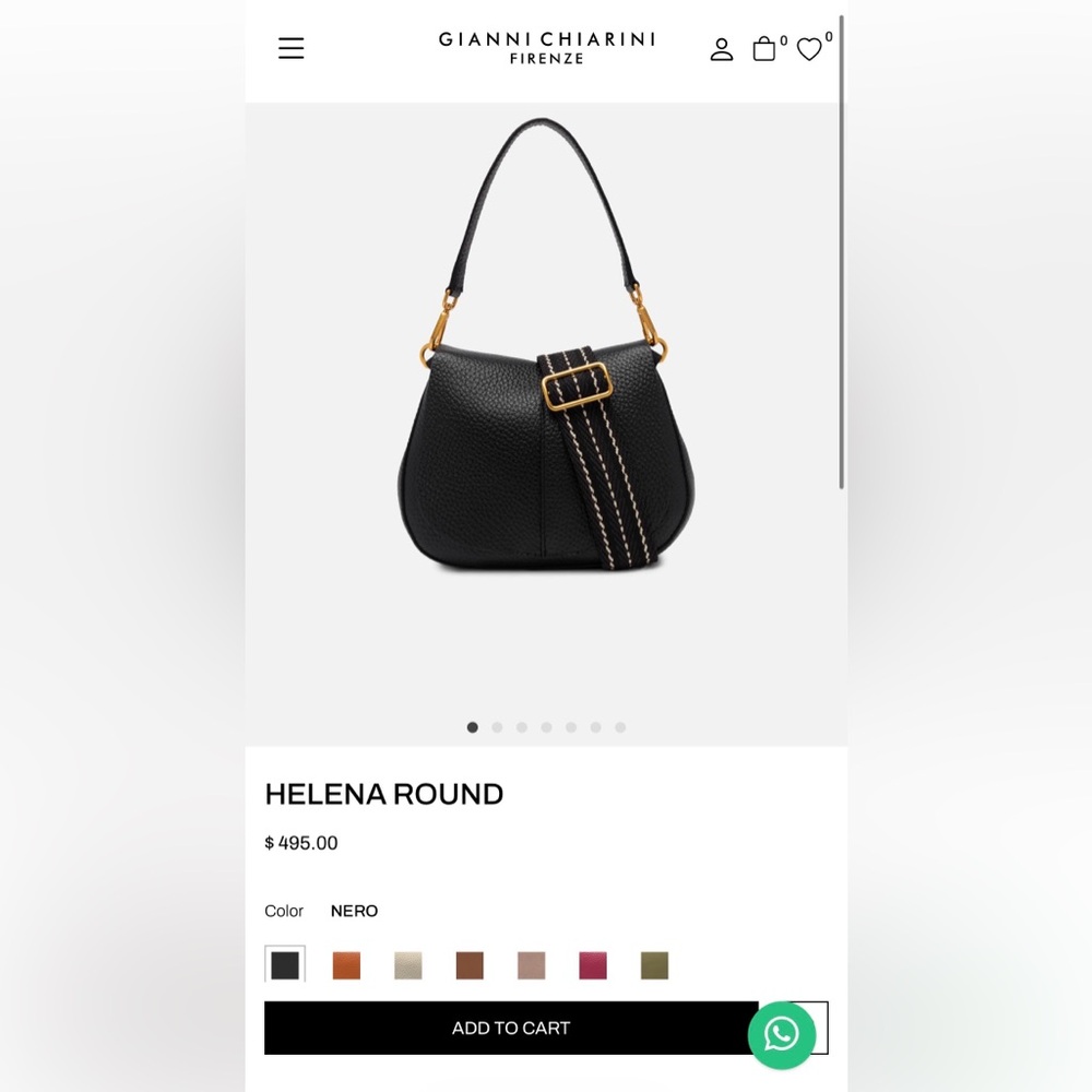 Gianni Chiarini Helena Round Black Crossbody Bag with Wide Brown-Trim Strap - Picture 16 of 16